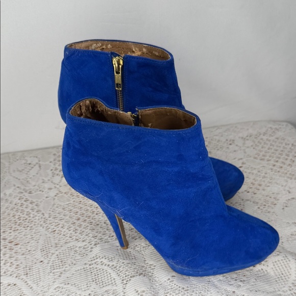 Aldo blue suede zip up stiletto ankle boots sz 8 - Picture 1 of 7